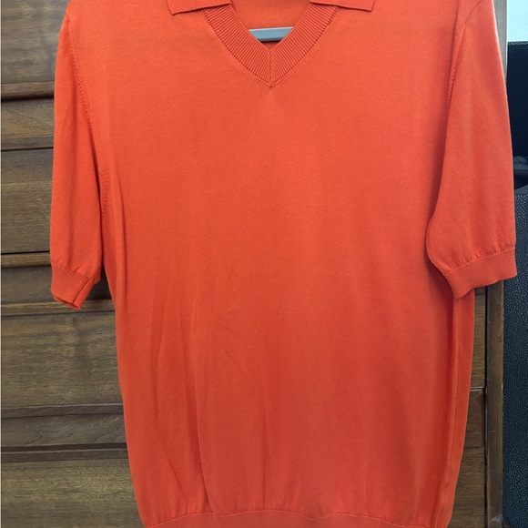 Paul Stuart never worn Vibrant Orange Short Sleeve Sweater large made in italy - Picture 1 of 4